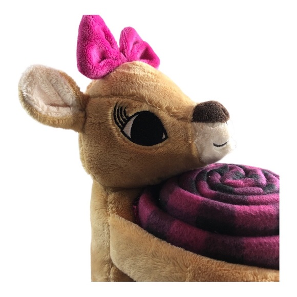 Dan Dee Toy Plush Rudolph Red Nosed Reindeer Clarice Fleece Throw Pink Checked - Picture 4 of 13